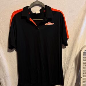 Women's Black and Orange Polo Shirt